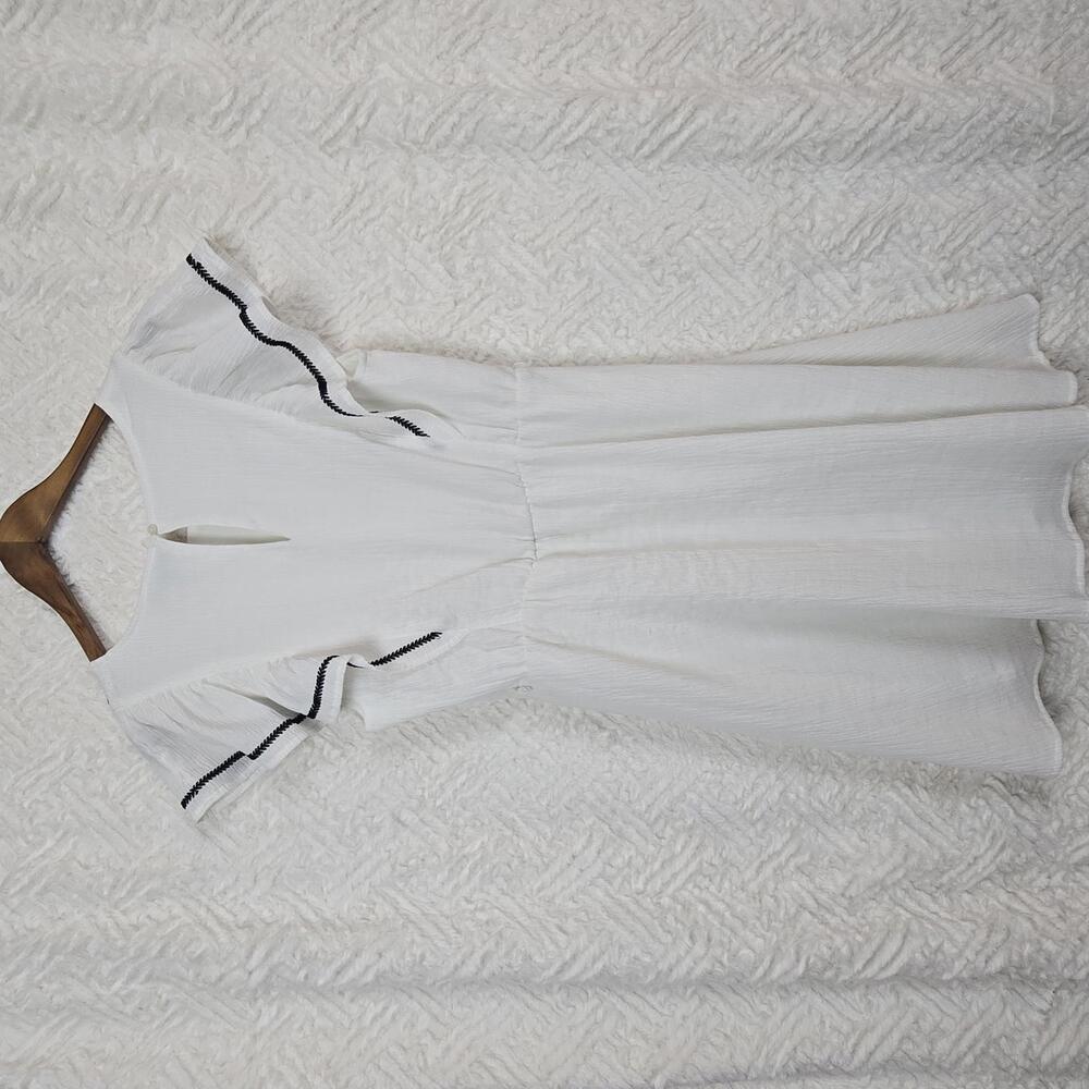 Banana Republic Women's Ivory Black Trim Flutter Sleeve Dress, Medium - Picture 5 of 5
